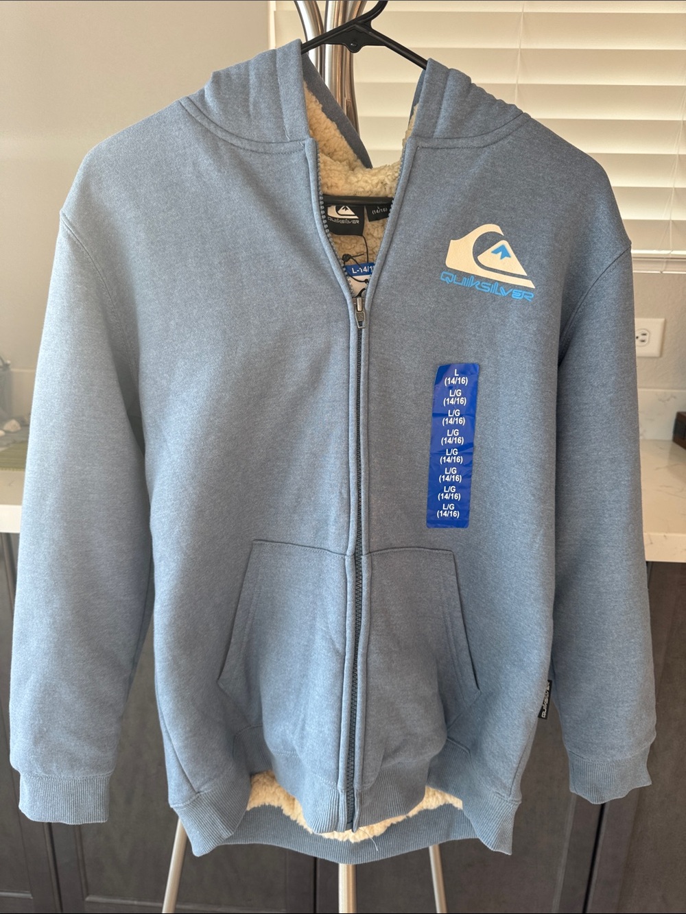 Quiksilver Kids' Light Blue Sherpa-Lined Zip Hoodie